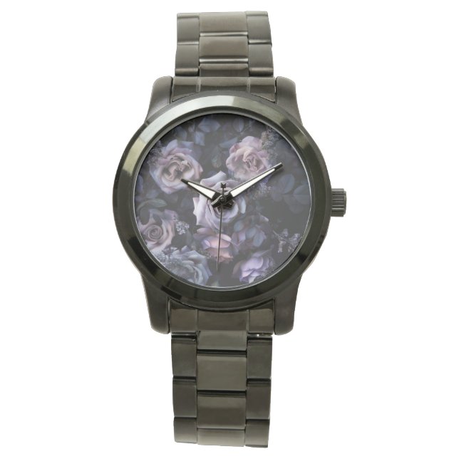 Rosa Roses Dark & Moody Armbanduhr (Vorderseite)