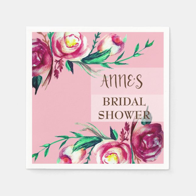 Rosa Roses Elegantes Brautparty Papa Napkins Serviette (Vorderseite)