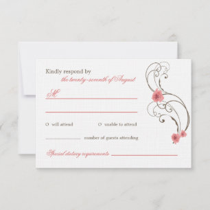 Rosa Roses Fleur Elegante Wedding RSVP Card Karte