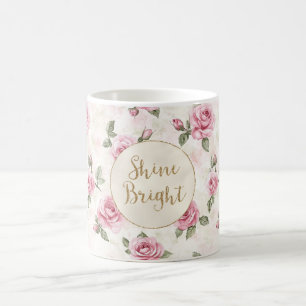 Rosa Roses Floral Gold Glitzer Shine Bright Kaffeetasse