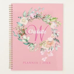 Rosa Roses Floral Script Monogram 2023 Planer