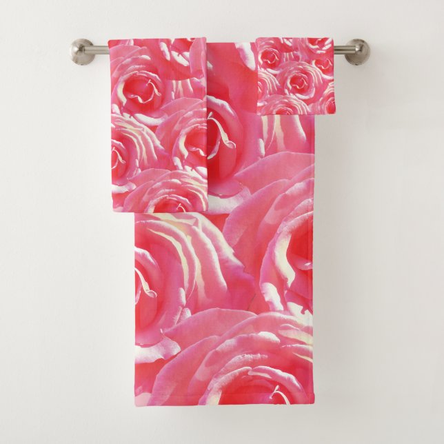 Rosa Roses Foto Muster Badezimmer Handtuch Set (Insitu)