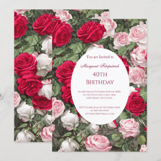 Rosa Roses Geburtstagsparty Einladung