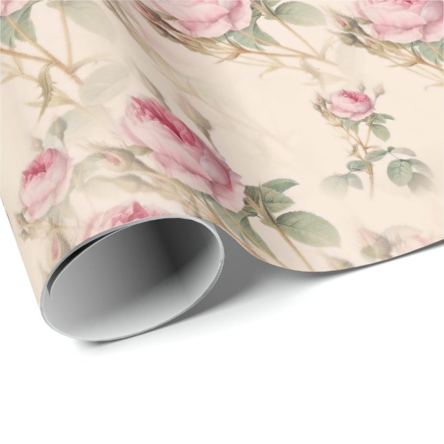 Rosa Roses Geschenkpapier floral (Rolleneckpunkt)