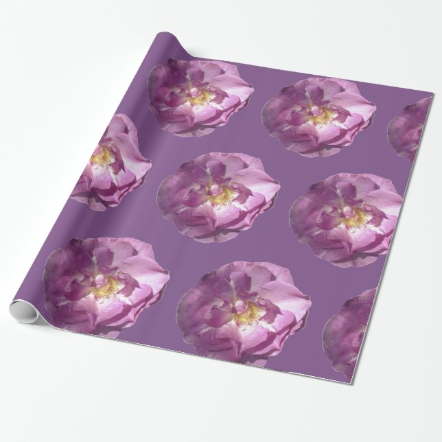 Rosa Roses glänzendes Wrapping Paper Geschenkpapier (Ungerollt)