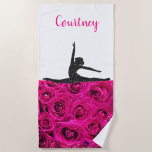 Rosa Roses Glitzer Gymnast Strandtuch
