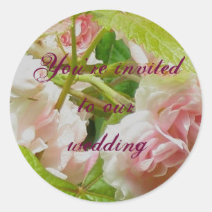 Rosa Roses Hochzeitsaufkleber Runder Aufkleber