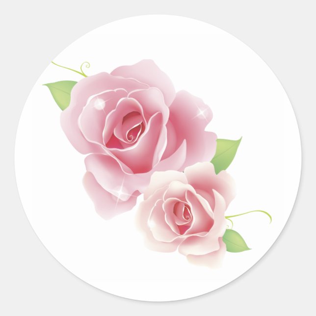 Rosa Roses Niedlich Giro Retro Runder Aufkleber (Vorderseite)