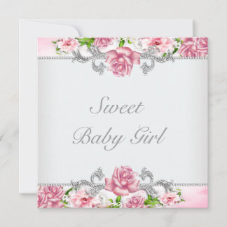 Rosa Roses Pink Baby Girl Dusche Einladung