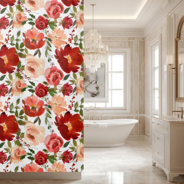 Rosa Roses Poppies Trendy Girly Shower Vorhang (Von Creator hochgeladen)