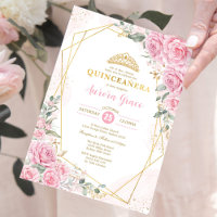 Rosa Roses Princess Quinceañera Gold Geometrie