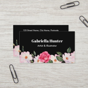 Rosa Roses Roses Ballerina Schwarz Visitenkarte