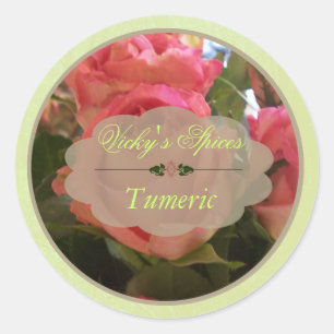 Rosa Roses Spice Jar Labels B Runder Aufkleber