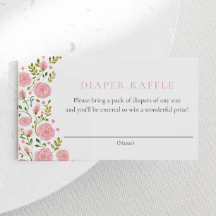 Rosa Roses Tee Party Diaper Raffle Begleitkarte