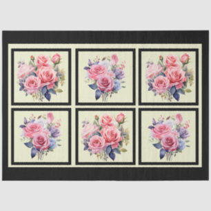 Rosa Roses Tiled Decoupage Seidenpapier