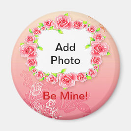 Rosa Roses Valentine Fügen Sie Ihr Foto hinzu Magnet