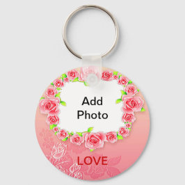 Rosa Roses Valentine Fügen Sie Ihr Foto hinzu Schlüsselanhänger