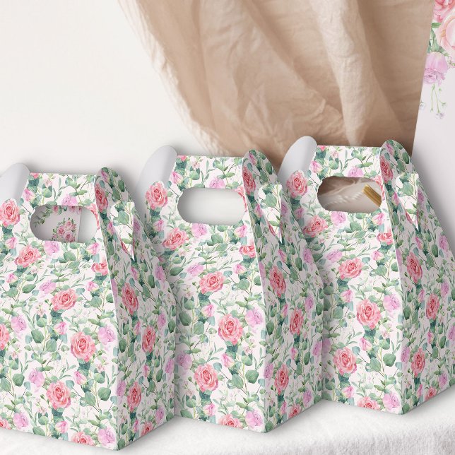 Rosa Roses Vintager Garten mit Blumen Geschenkschachtel (Floral rose garden pattern favor boxes from my Vintage Tea Party Baby Shower Collection)