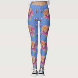 Rosa Roses Violet Shabby Aquarell Blau Leggings