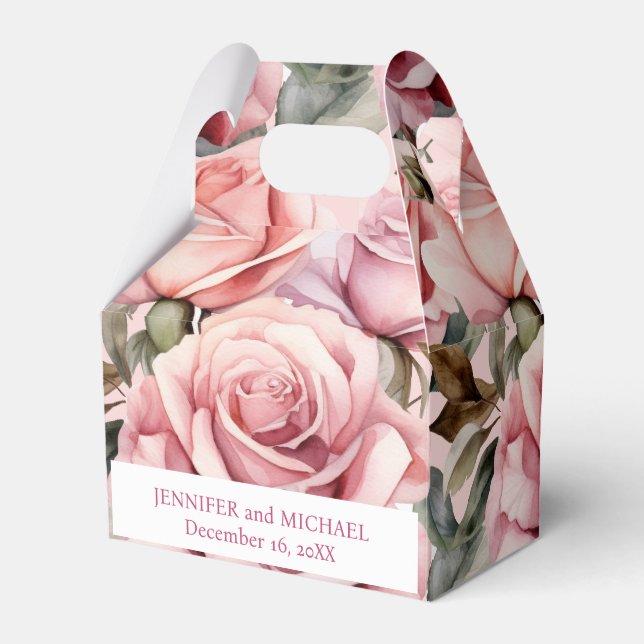 Rosa Roses Wasserfarben Gefälligkeitsboxen Geschenkschachtel (Vorderseite)