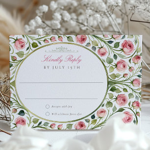 Rosa Roses Watercolor Floral Wedding RSVP Card Einladung