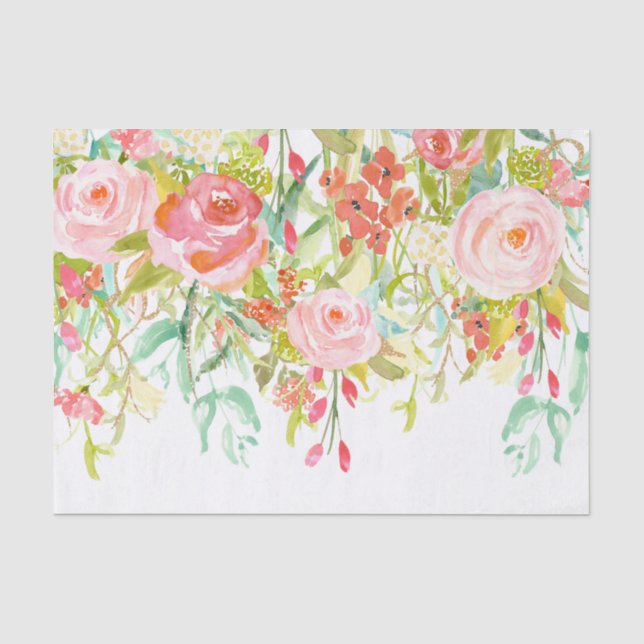 Rosa Roses Watercolor Seidenpapier (Vorderseite)