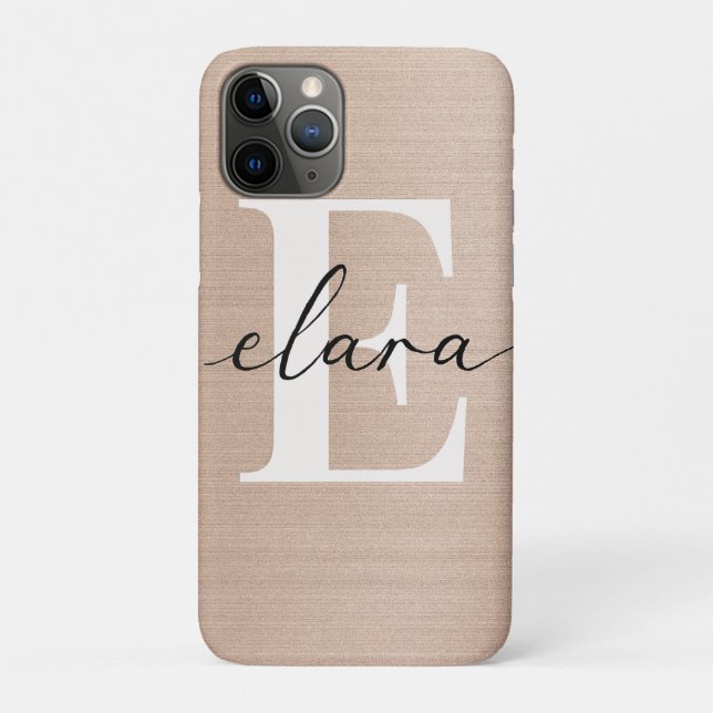 Rosa Roso Gold Monogramm Glam Metall Case-Mate iPhone Hülle (Rückseite)