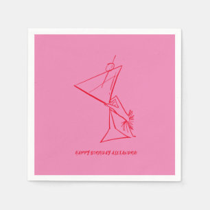 Rosa Rot 50. Geburtstag Napkin Serviette