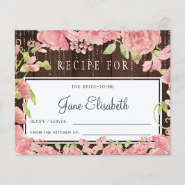 Rosa rot Blütenblüte rustikale Braut zu Rezeptkart