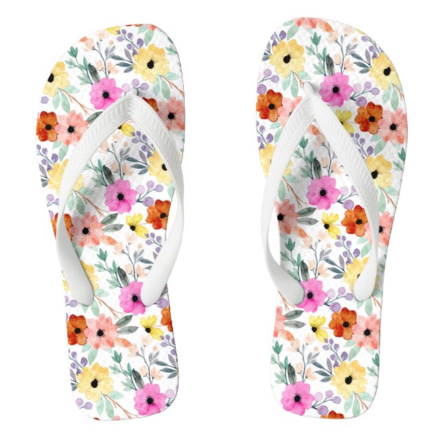 Rosa, Rot, Gelbe Blume Flip Flops (Fußbett)