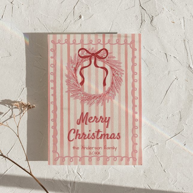 Rosa Rot Gezeichnet Wreath Bow Weihnachten Non-Fot (Von Creator hochgeladen)