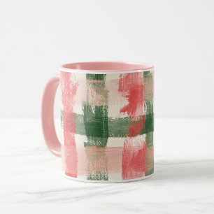 Rosa Rot Grün Kariert Weiß Kariert Gestreift Tasse