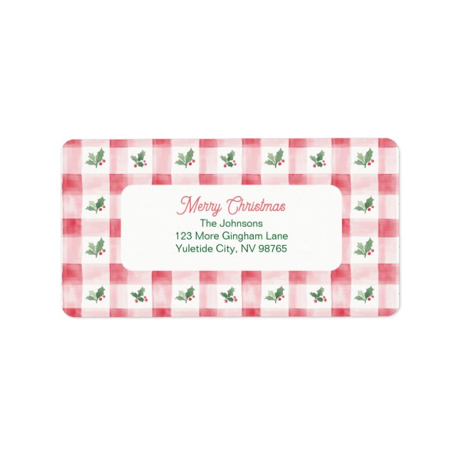 Rosa Rot Grün Retro Muster Weihnachten Adressaufkleber (Vorne)