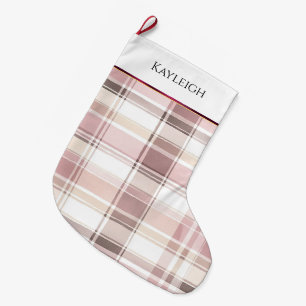 Rosa, rot, karierte Streifen Weihnachten Großer Weihnachtsstrumpf