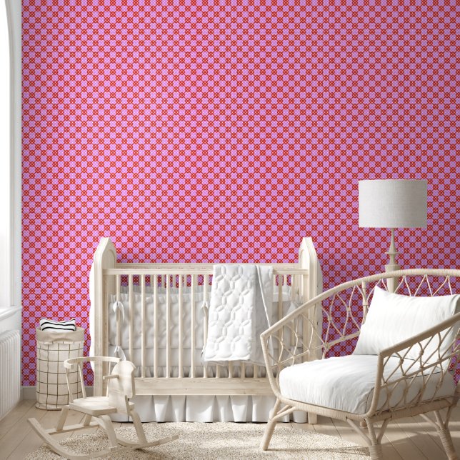 Rosa Rot Mitte Jahrhundert Modernes Retro Mod Peel Tapete (Kinder)