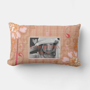 Rosa Rot Tan Kariert Lumbar Kissen
