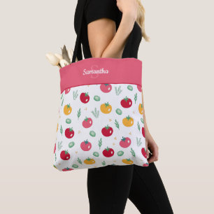 Rosa Rot und Gelb-Tomatenmuster Shopping Tasche