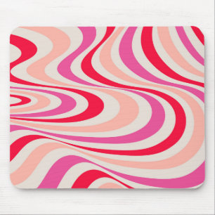 Rosa, rot und grau, abstrakte Retro-Swirbel-Optik Mousepad