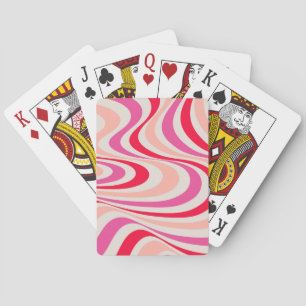 Rosa, rot und grau, abstrakte Retro-Swirbel-Optik Spielkarten