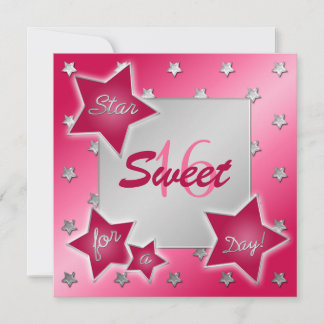 Rosa, Rot und Silberstars Sweet 16 Einladung