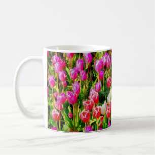 Rosa Rot und Weiße Tulpen aus dem Vernon Kaffeetasse
