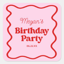 Rosa Rot Wavy Border Geburtstagsparty