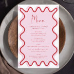 Rosa Rot-Wavy-Border-Menükarte<br><div class="desc">Diese moderne Menükarte wurde speziell für die Koordination mit unserer Wavy Border Collection entwickelt und weist auf den angesagten und beliebten, roten Rahmen auf rosa Hintergrund hin. Wenn Sie gewollt haben, Ihren Gast mit einem farbenfrohen Pop auf Ihre trendige Einladung aufmerksam zu machen, ist diese Suite perfekt für Sie. Für...</div>