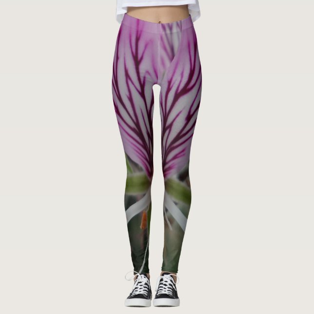 Rosa/rote Blume Leggings (Vorderseite)