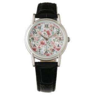 Rosa Rote Blumen   Armbanduhr