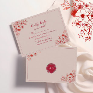 Rosa Rote Florale Eleganz RSVP Karte