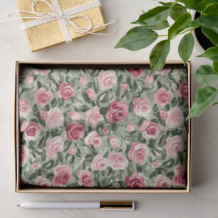 Rosa rote grüne Rosen Floral Brautdusche Seidenpapier