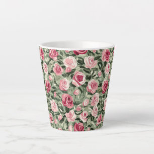 Rosa Rote Grüne Rosen Floral  Milchtasse