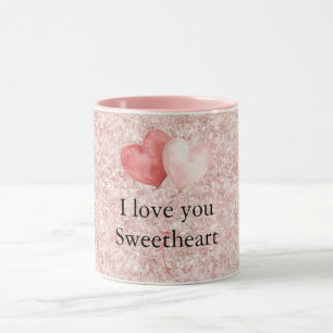 Rosa rote Herzballons Glitter Herzallerliebste Tasse