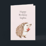 Rosa Rote Herzen Igel Geburtstag Karte<br><div class="desc">Rosa Rote Herzen Igel Geburtstag</div>